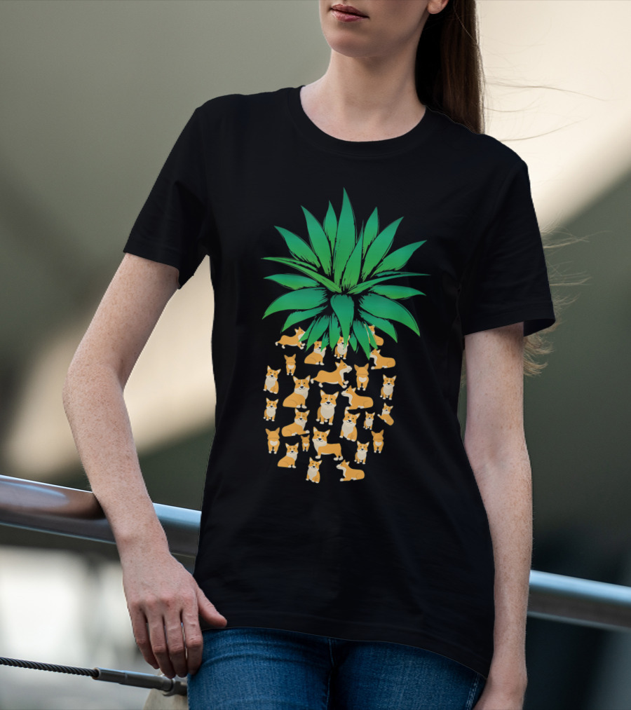 Cute Pembroke Welsh Corgi Pineapple Dogs T-Shirt