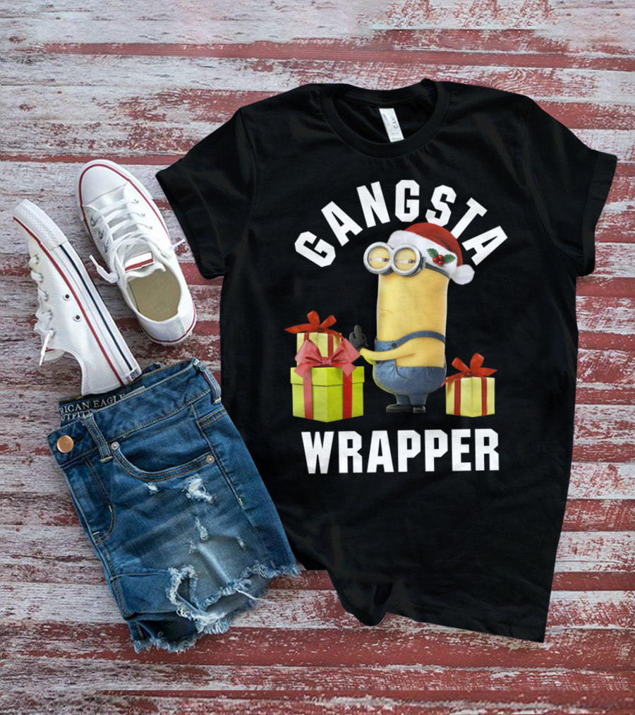 Despicable Me Minions Gangsta Wrapper Santa Holiday T-Shirt