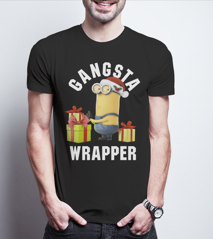 Despicable Me Minions Gangsta Wrapper Santa Holiday T-Shirt