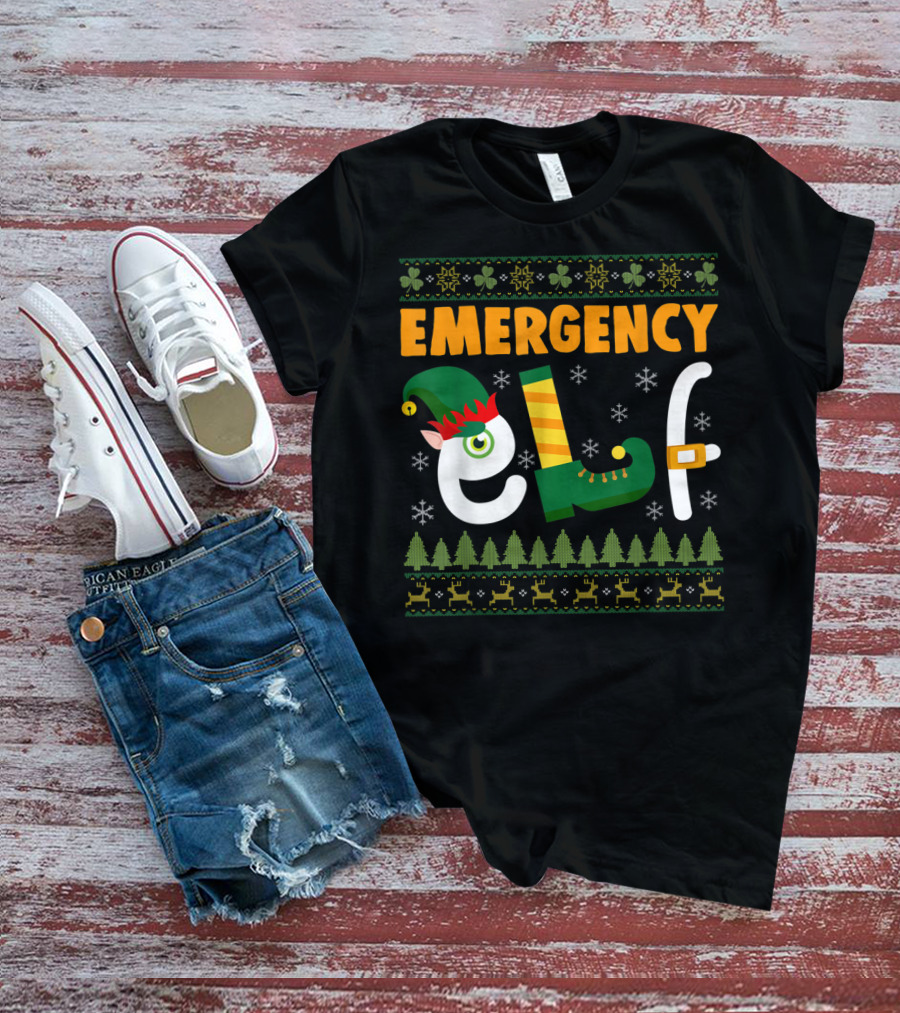 Emergency Elf Christmas Sweater With Festive T-Shirt