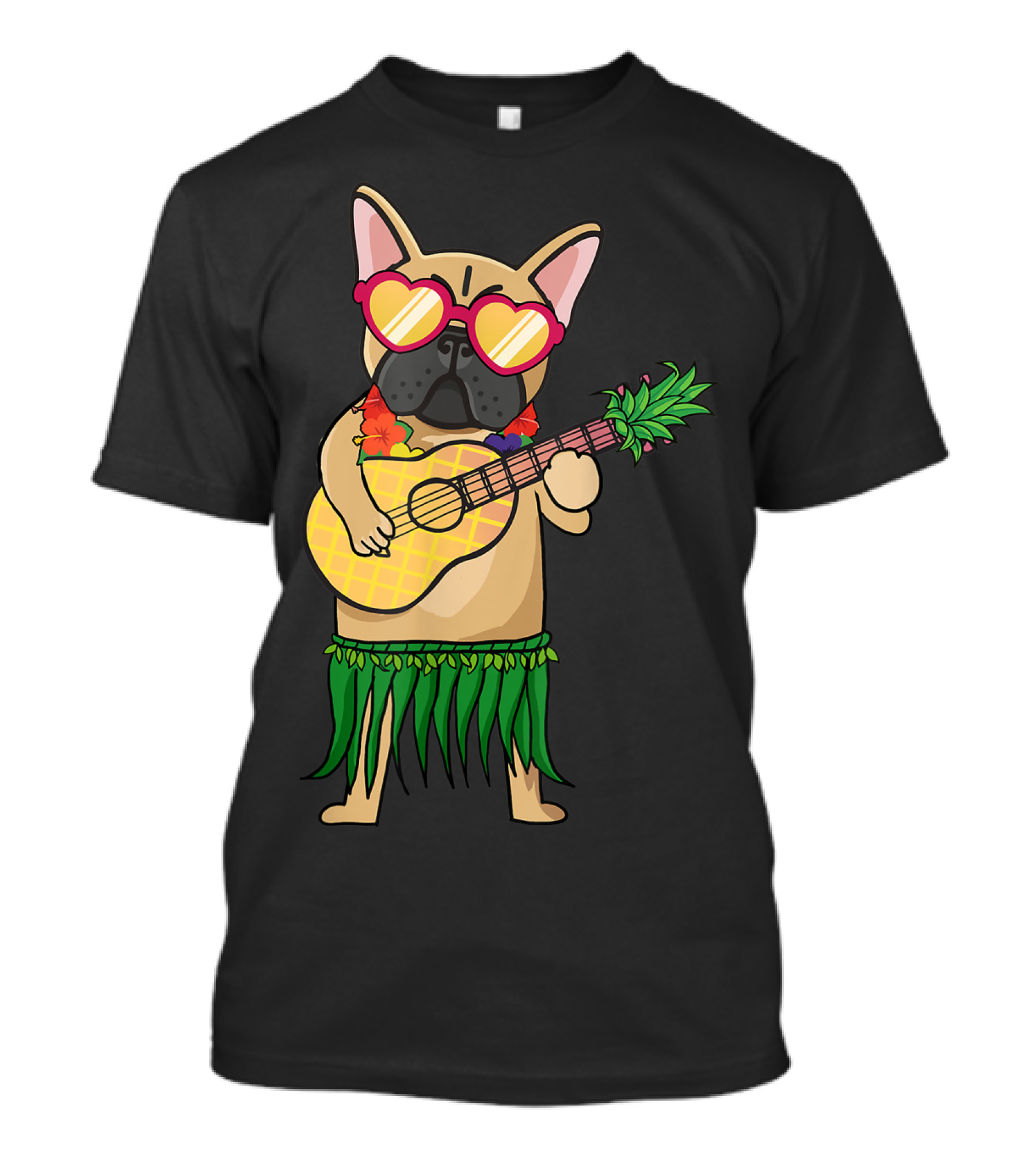 French Bulldog Hawaiian Ukulele Summer Costume T-Shirt