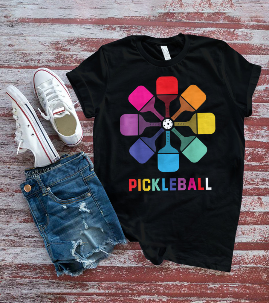 Pickleball Fan Colorful Paddle Pattern Player T-Shirt