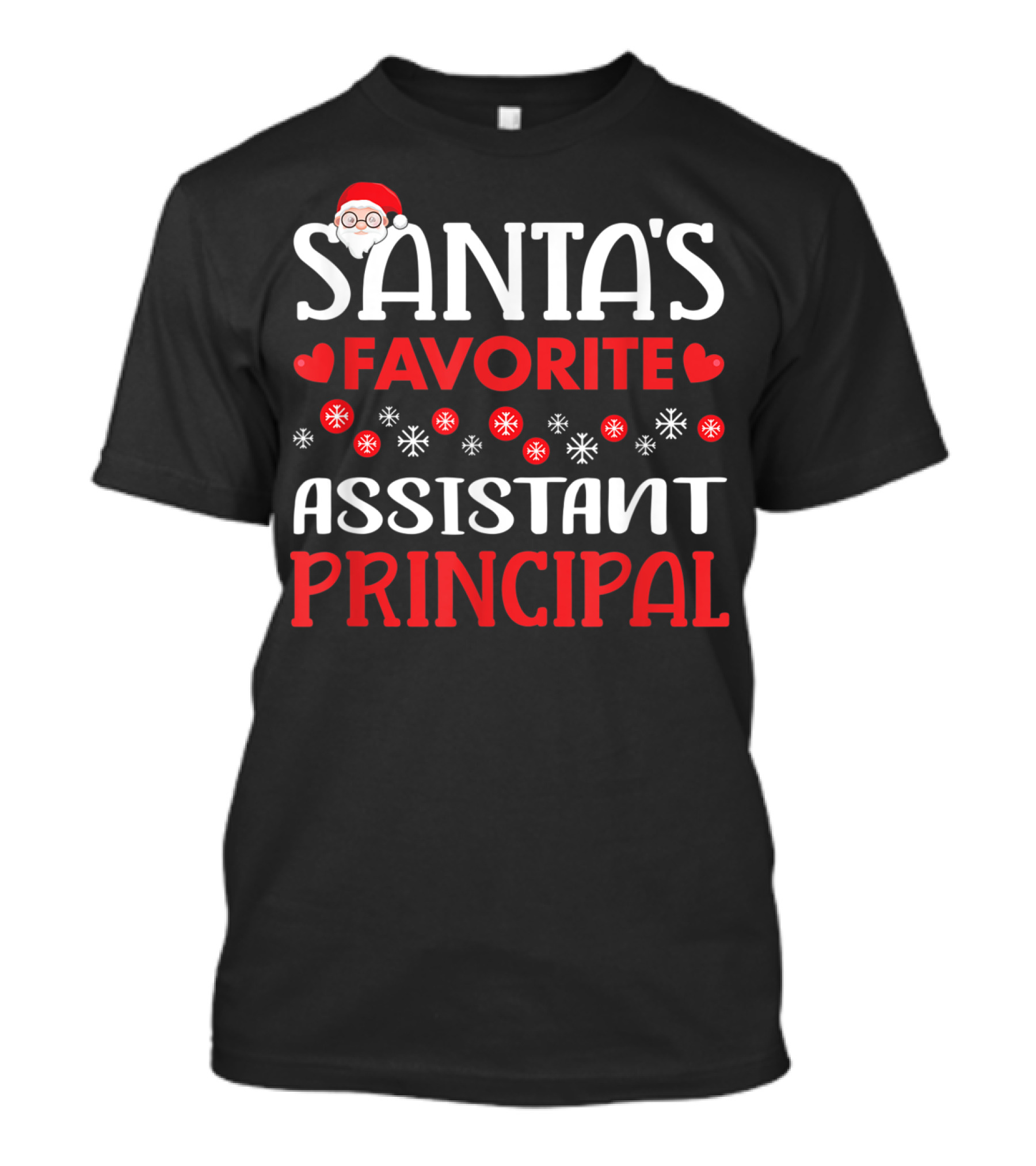 Santa's Favorite Assistant Principal Christmas Snowflake Hearts T-Shirt