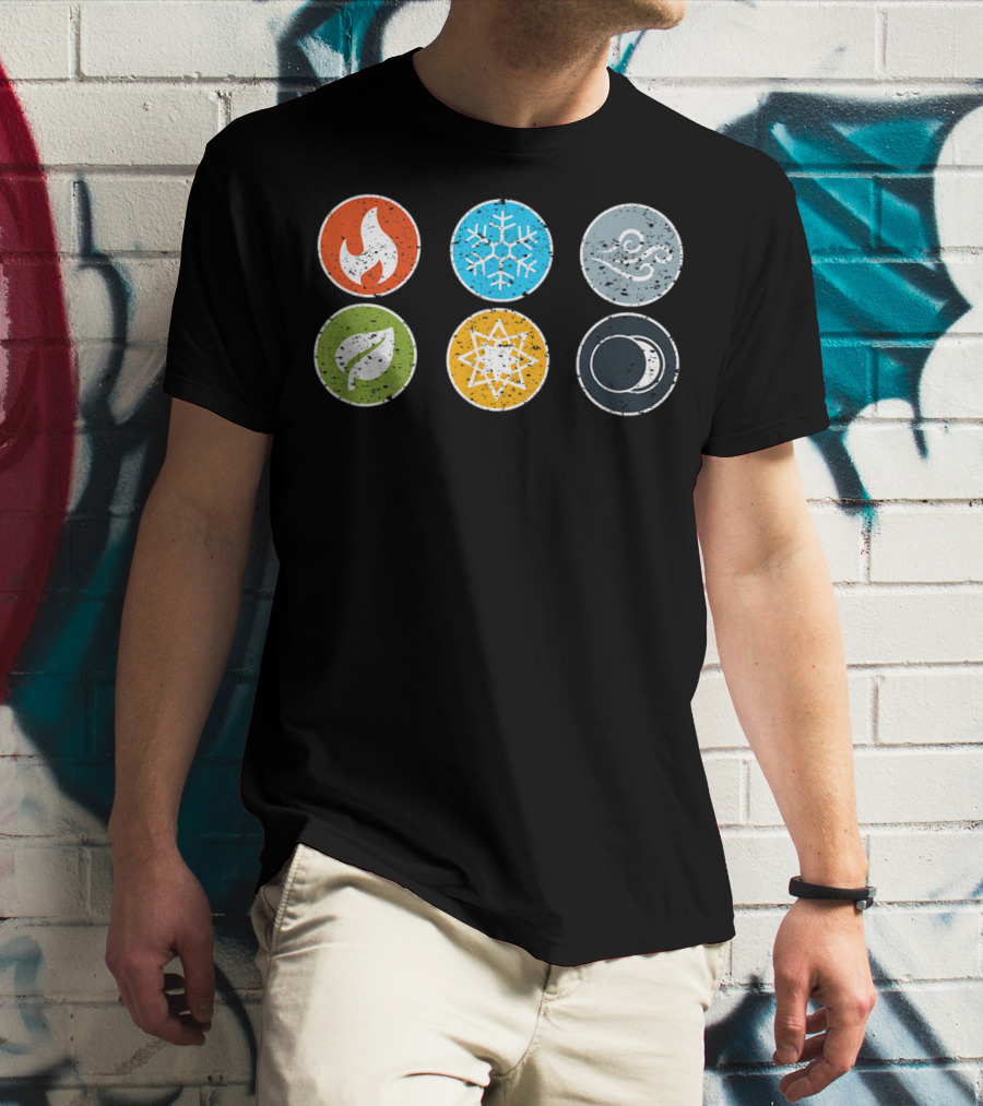 Gloomhaven Elements Symbol Fire Ice Air Earth Nature Light Dark T-Shirt