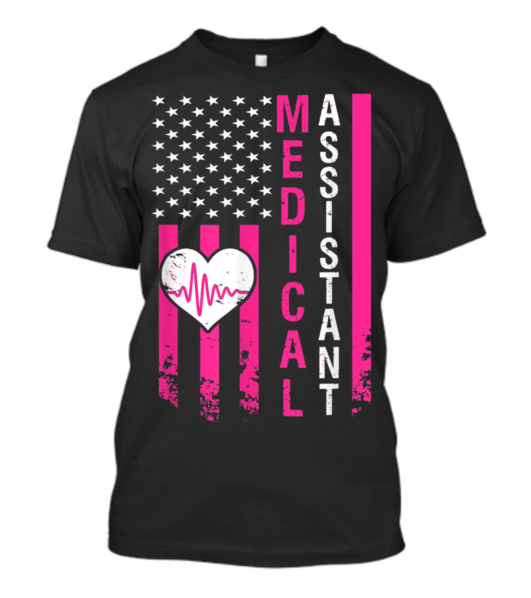 Medical Assistant Heartbeat American Flag T-Shirt