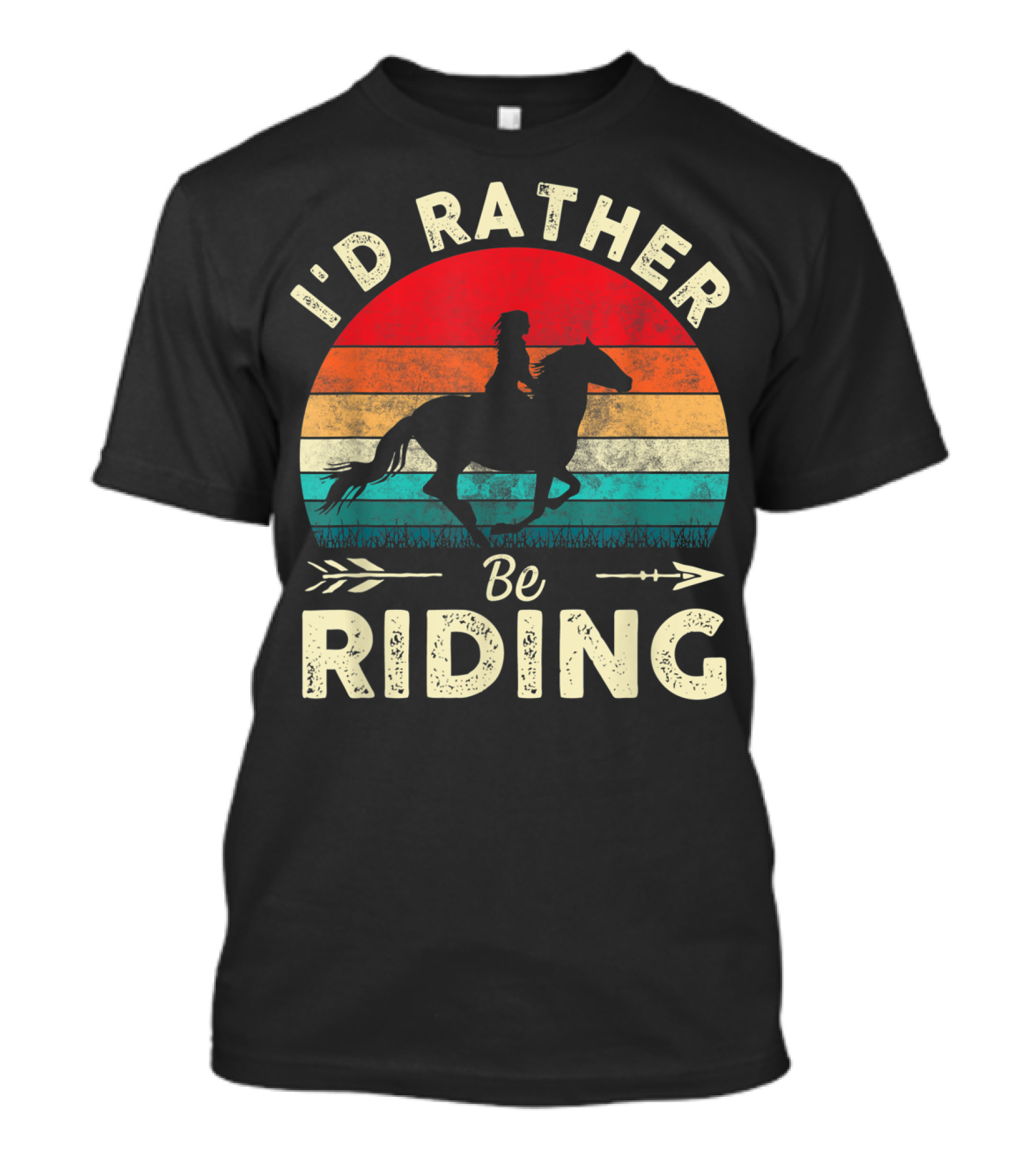 I'd Rather Be Riding Horse Lover Retro Sunset T-Shirt
