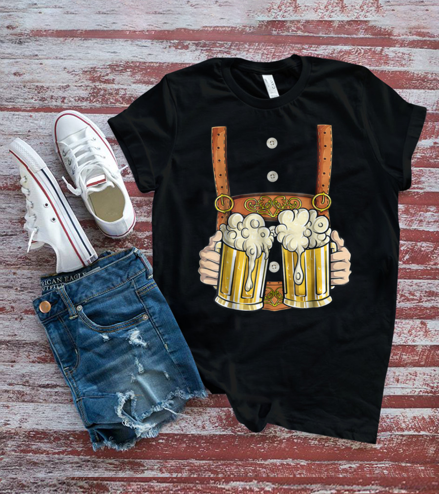 Lederhosen Costume Oktoberfest Men Prost Beer Cheers ZZ T-Shirt