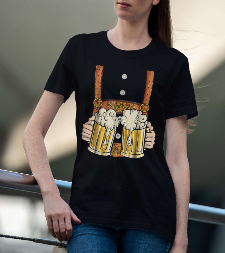 Lederhosen Costume Oktoberfest Men Prost Beer Cheers ZZ T-Shirt