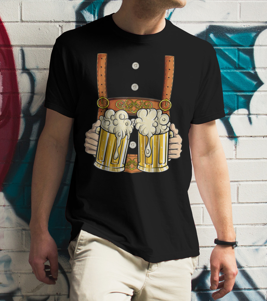 Lederhosen Costume Oktoberfest Men Prost Beer Cheers ZZ T-Shirt