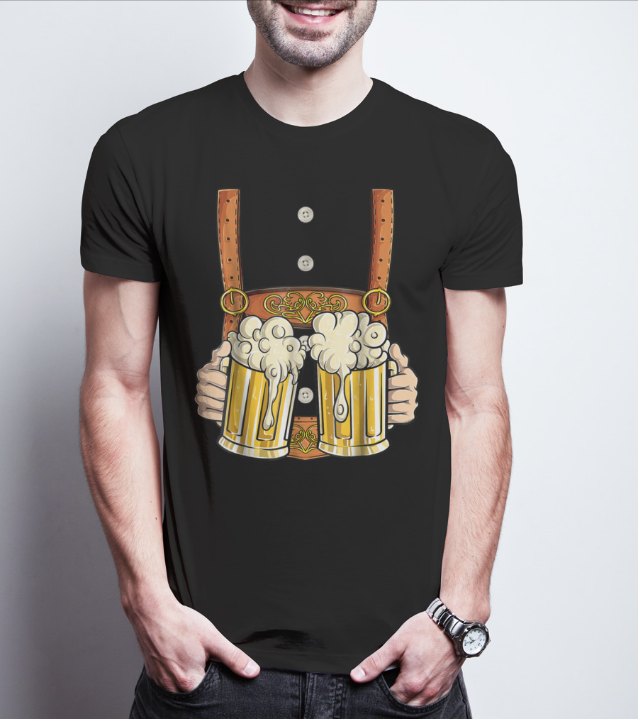 Lederhosen Costume Oktoberfest Men Prost Beer Cheers ZZ T-Shirt