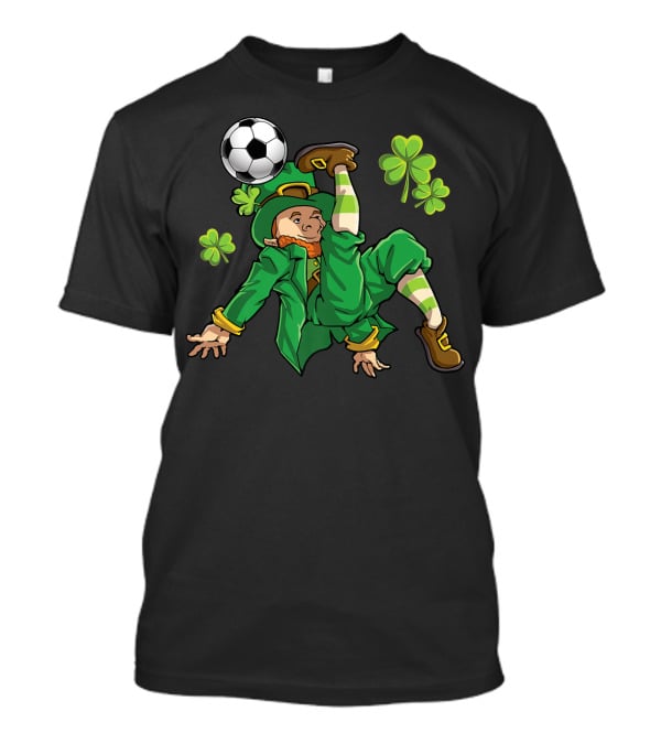 Leprechaun Soccer With Shamrocks And Soccer Ball Kick T-Shirt