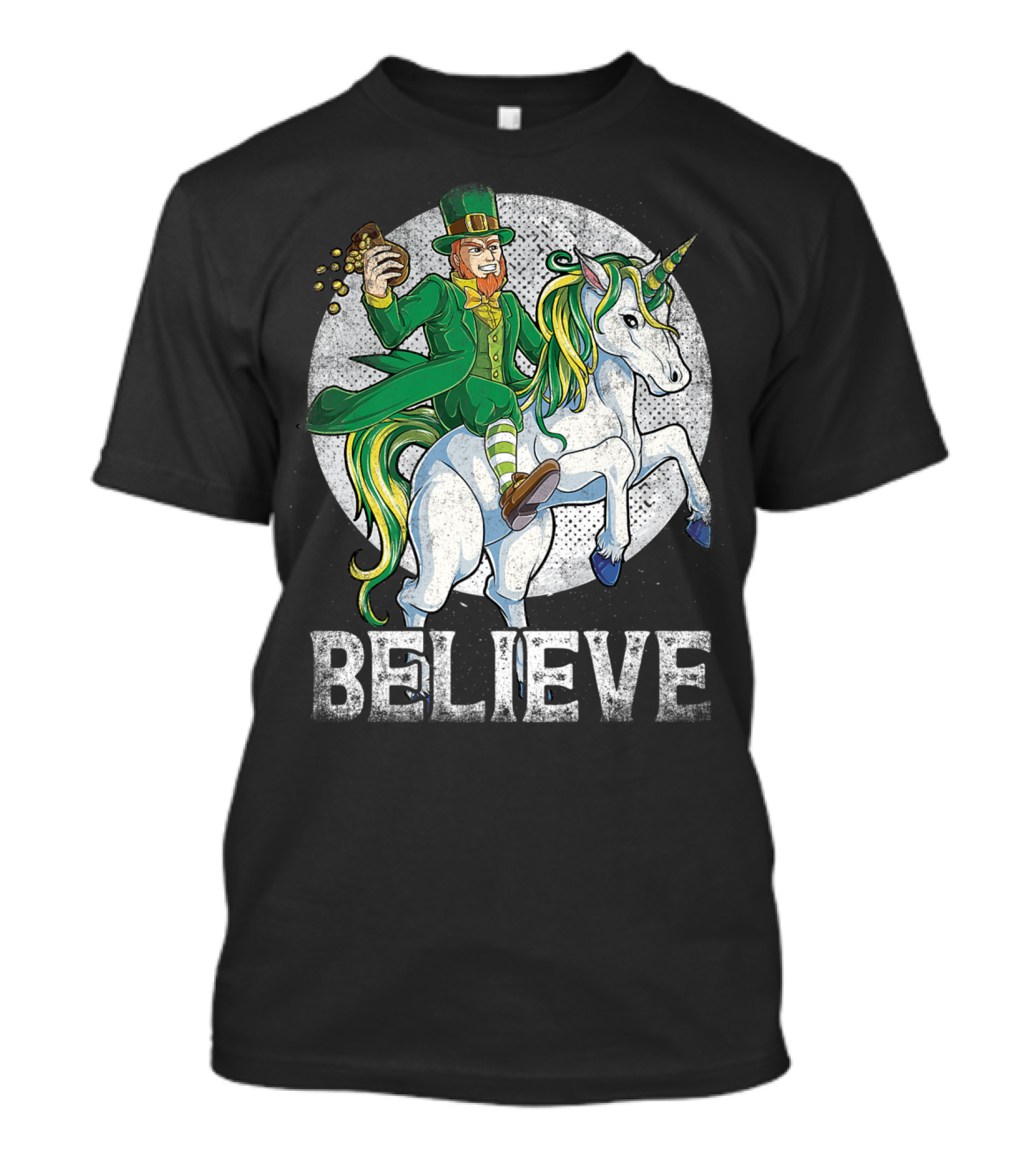 Believe Lepricorn Leprechaun Unicorn St Patricks Day R8 T-Shirt