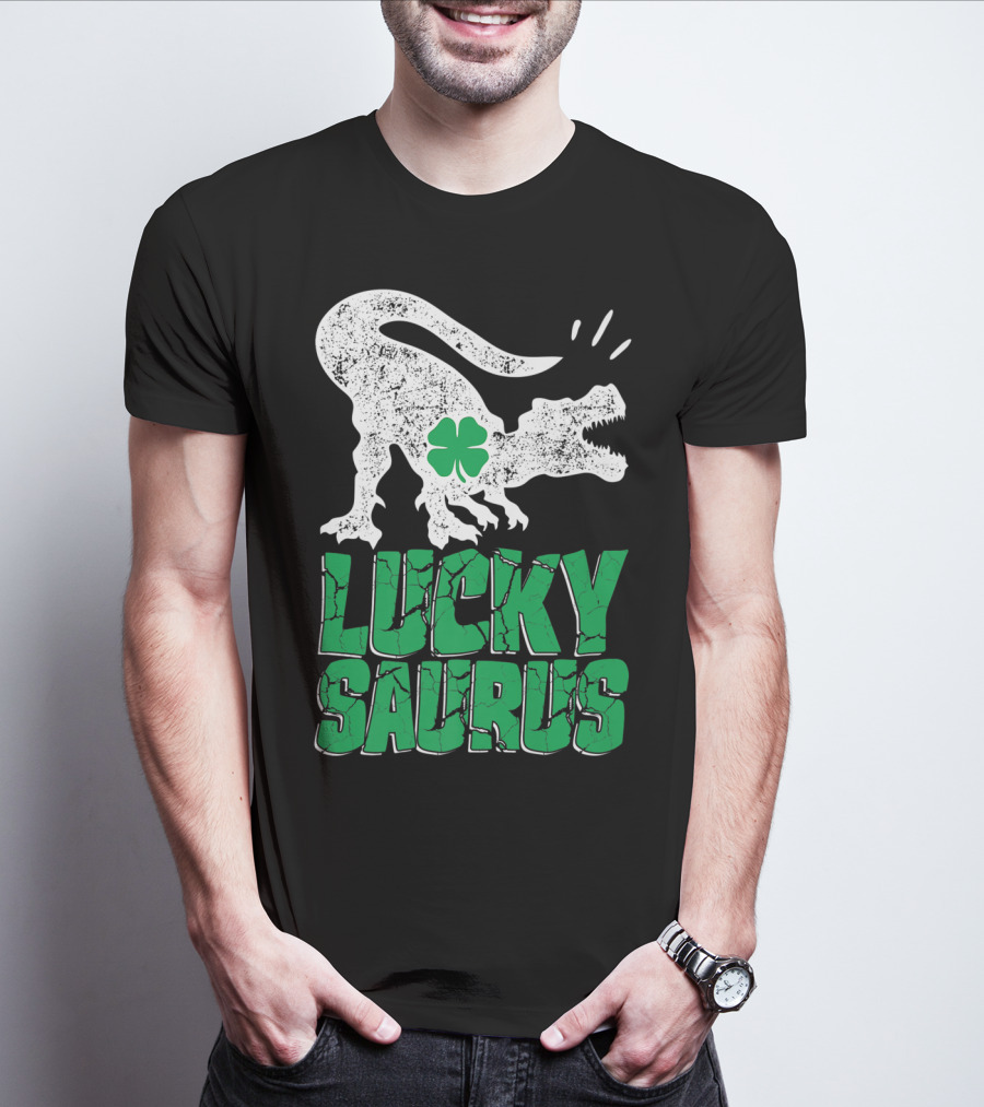 Lucky Saurus Irish Dinosaur Rex T-Shirt