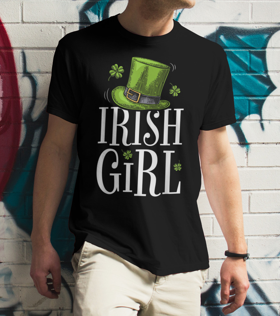 Irish Girl St Patricks Day Shamrock Hat T-Shirt