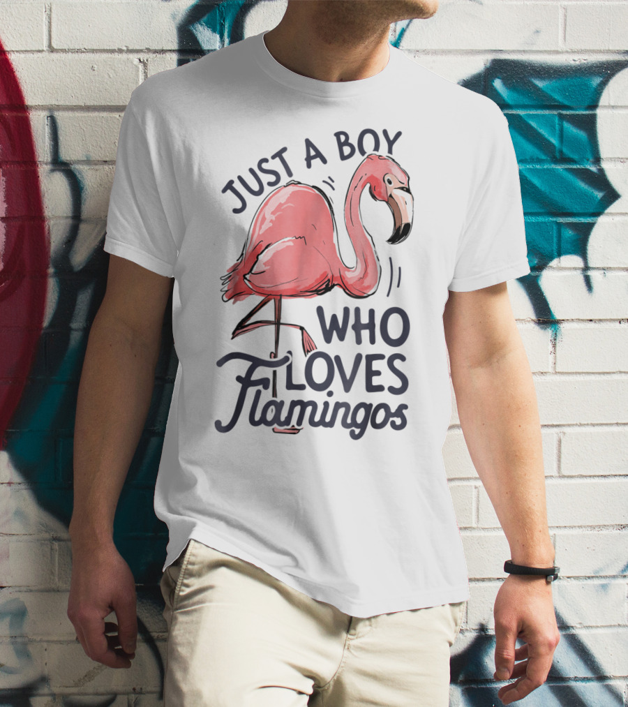 Just A Boy Who Loves Flamingos Pink Flamingo T-Shirt