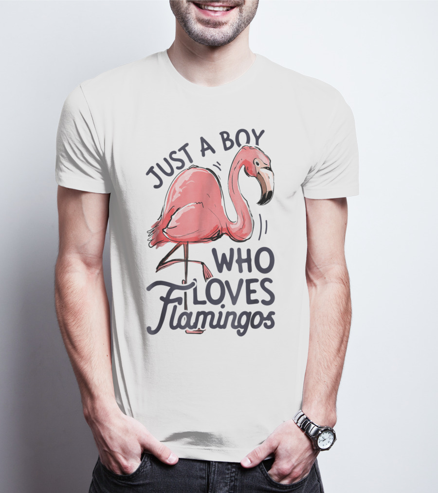 Just A Boy Who Loves Flamingos Pink Flamingo T-Shirt