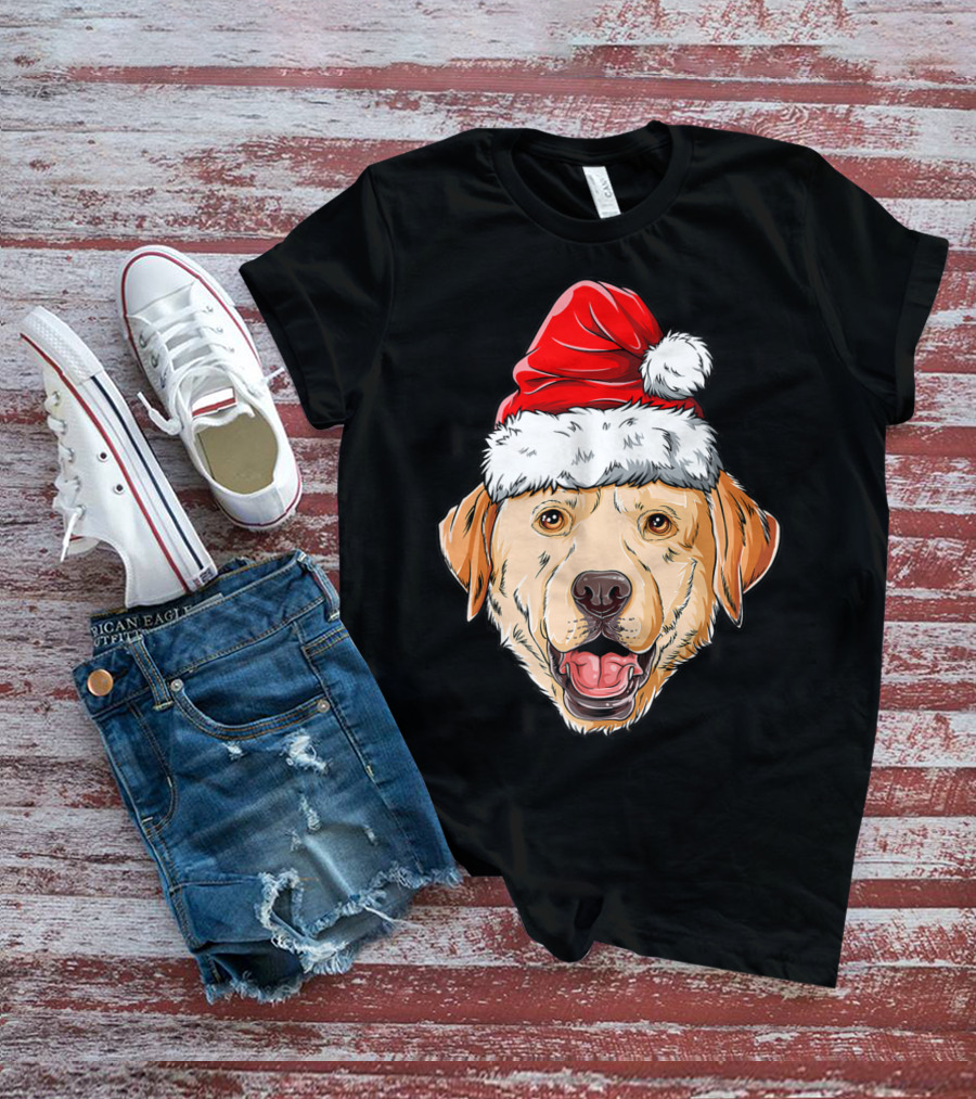 Labrador Santa Christmas Dog Wearing Festive Hat T-Shirt