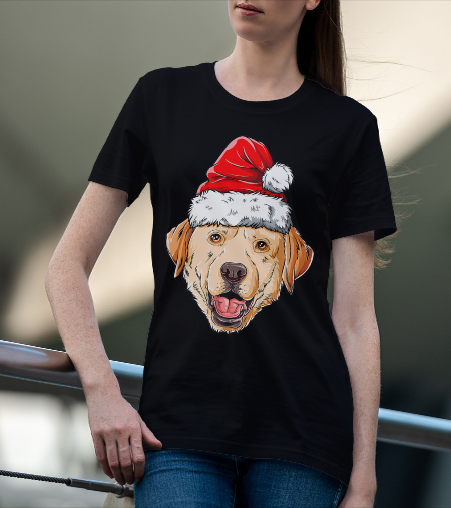 Labrador Santa Christmas Dog Wearing Festive Hat T-Shirt