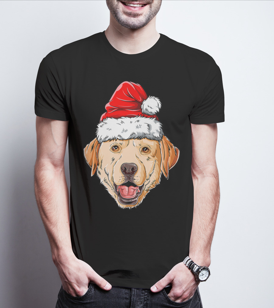 Labrador Santa Christmas Dog Wearing Festive Hat T-Shirt