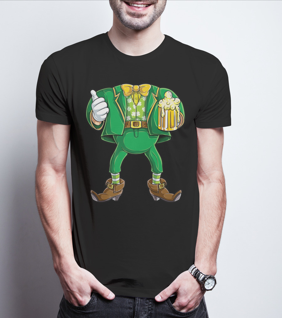 Leprechaun Costume St Patricks Day Men Beer Holding Foamy Mug And Thumbs Up T-Shirt