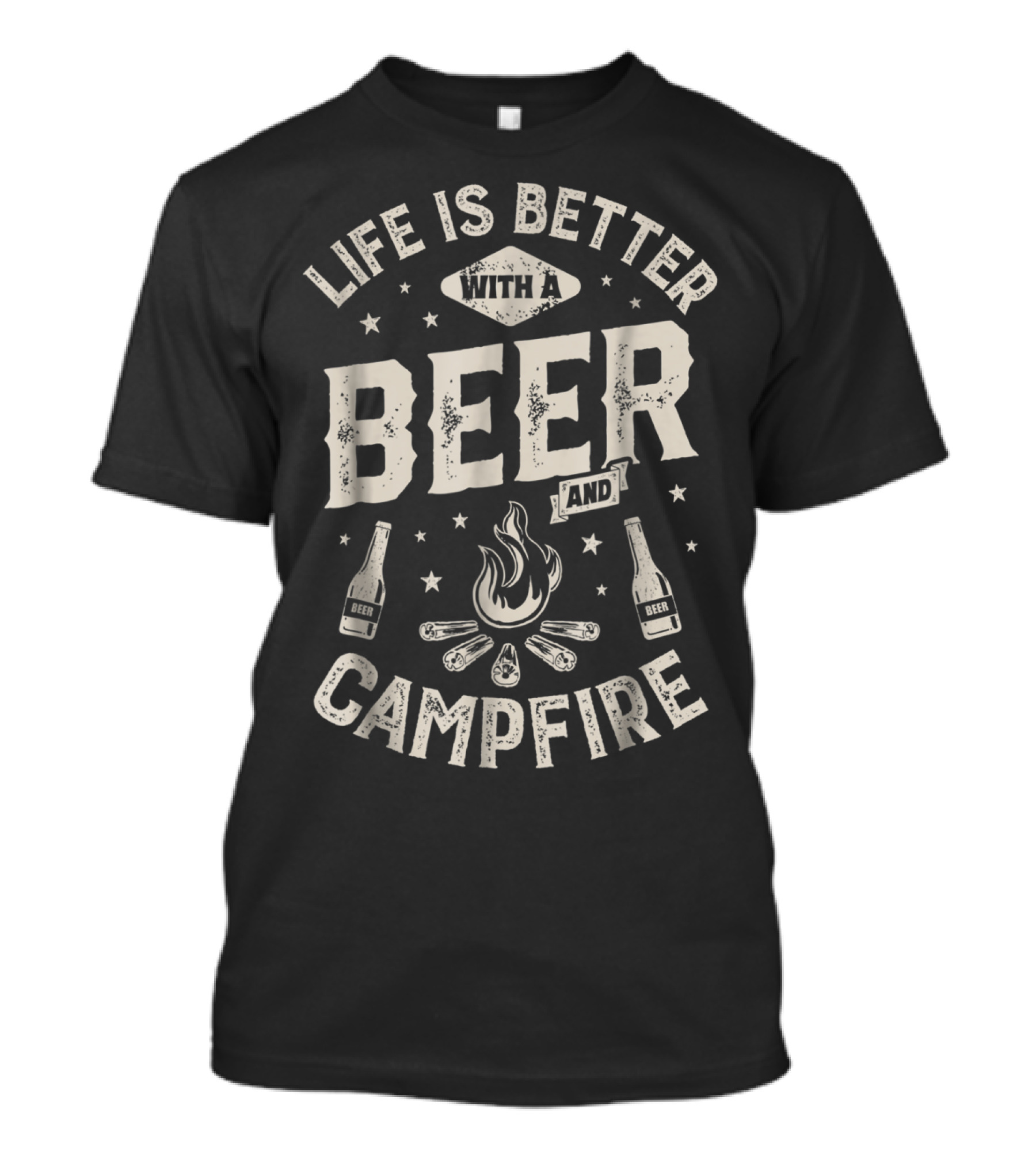 Life Is Better With A Beer And Campfire Stars Drinks Flames T-Shirt