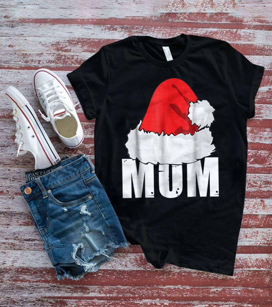 Mum Christmas Santa Hat Family Matching T-Shirt