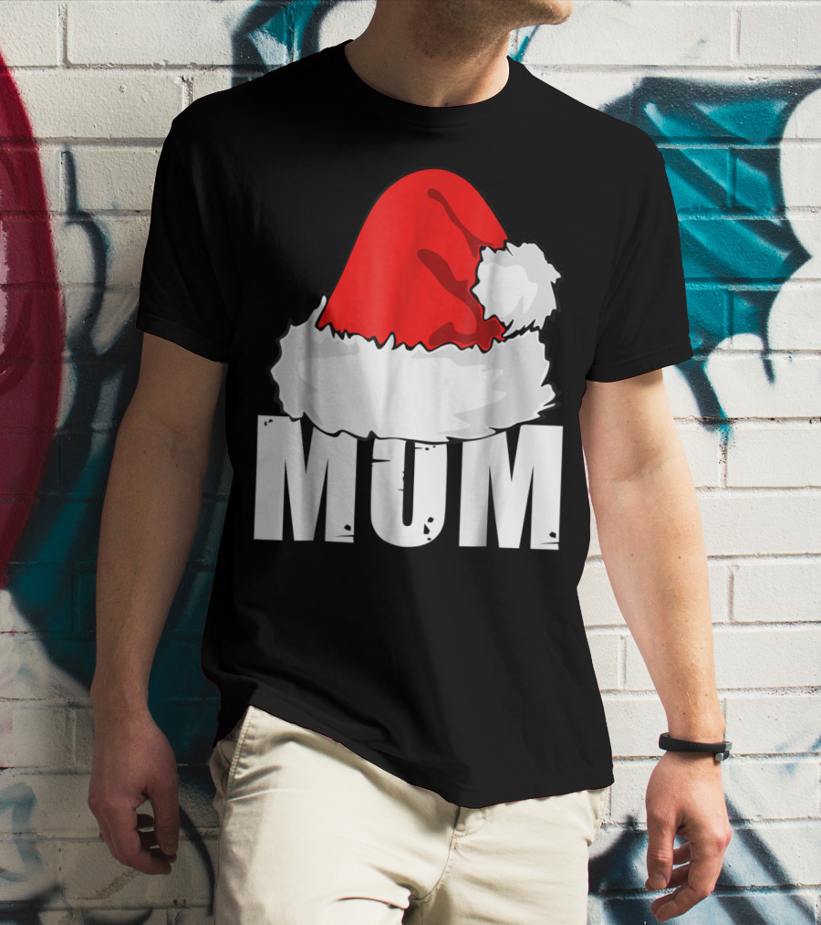 Mum Christmas Santa Hat Family Matching T-Shirt