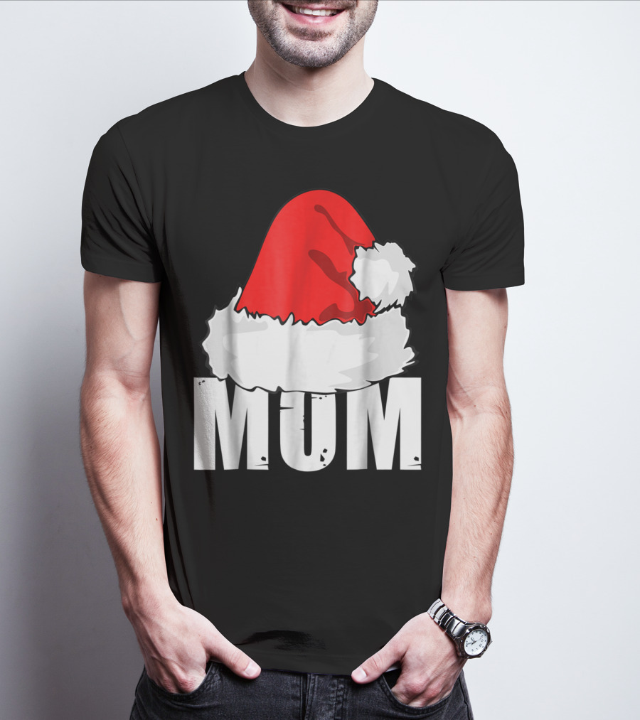 Mum Christmas Santa Hat Family Matching T-Shirt