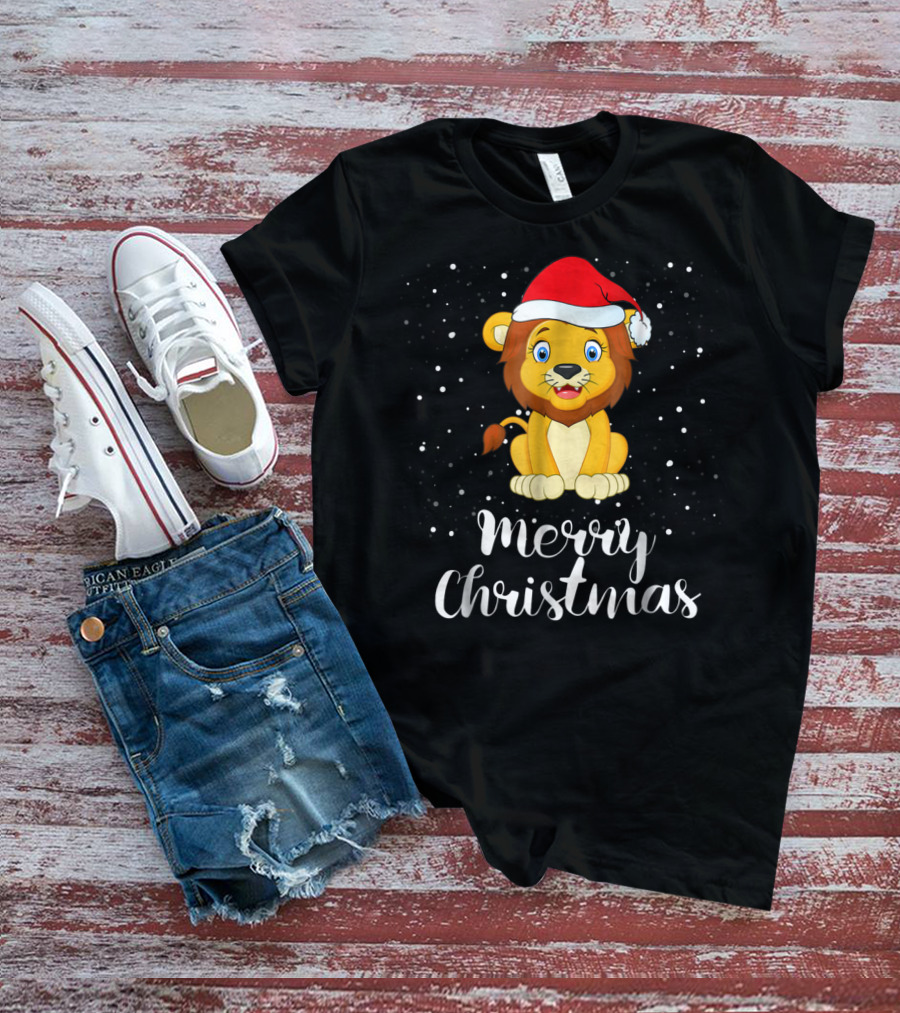 Merry Christmas Lion Funny Matching Family Group T-Shirt