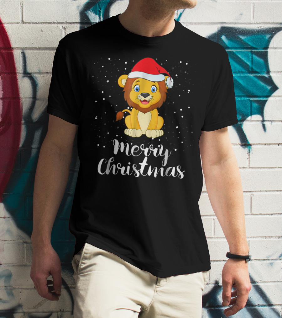 Merry Christmas Lion Funny Matching Family Group T-Shirt