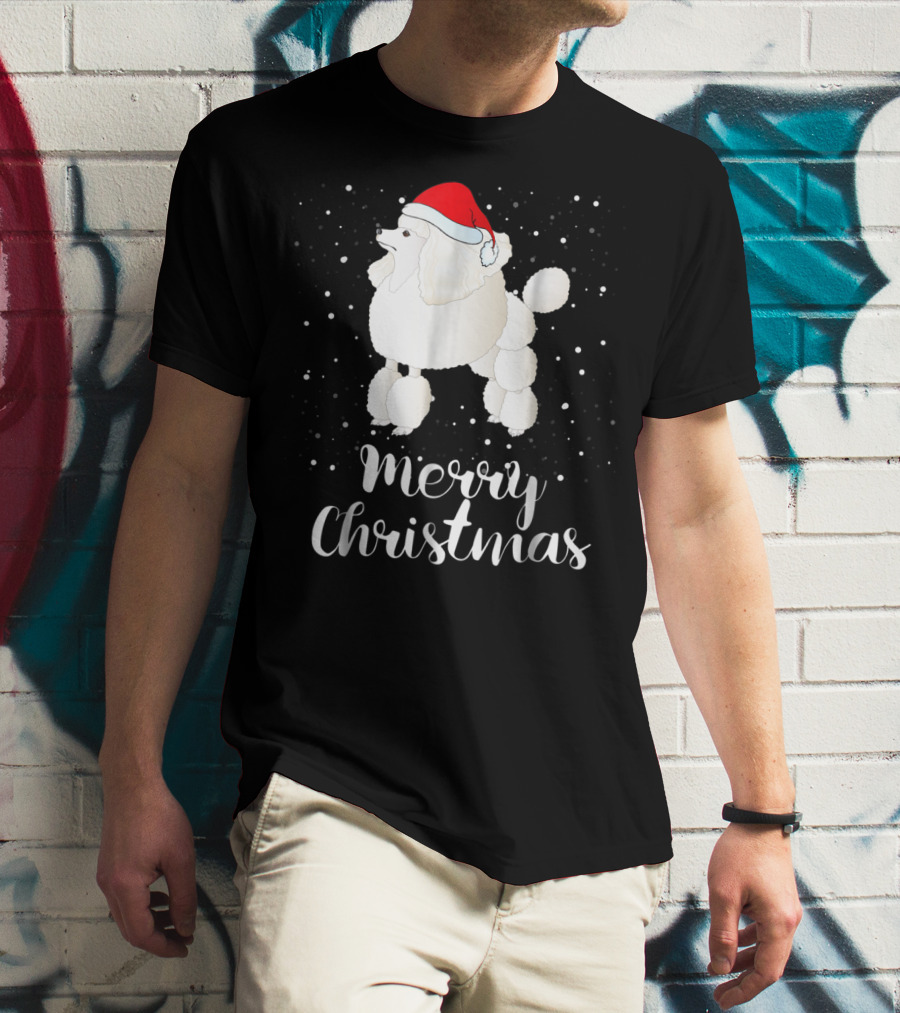 Merry Christmas Poodle Funny Santa Hat Matching Family Group T-Shirt