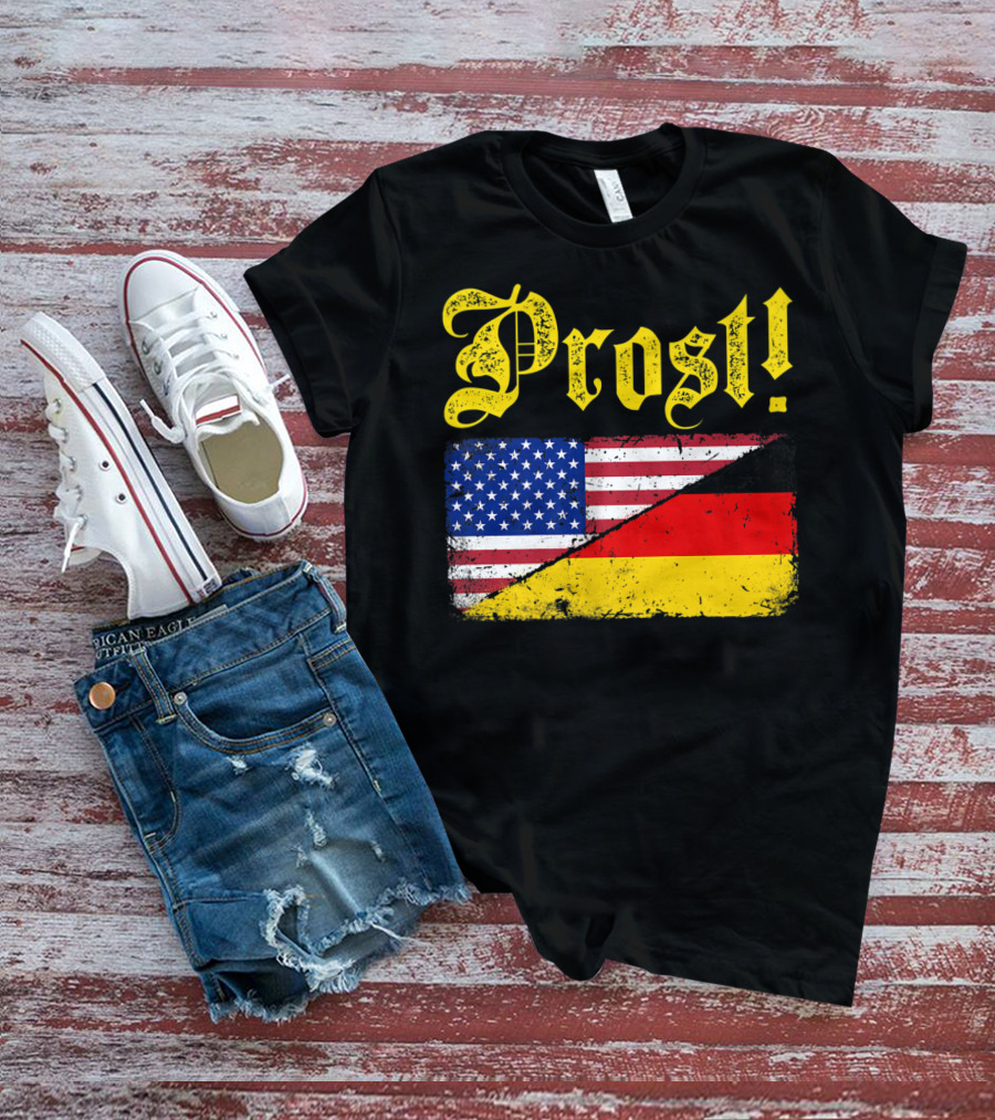 Prost German American Flag Oktoberfest T-Shirt