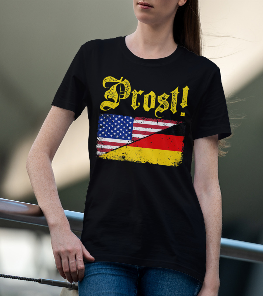 Prost German American Flag Oktoberfest T-Shirt