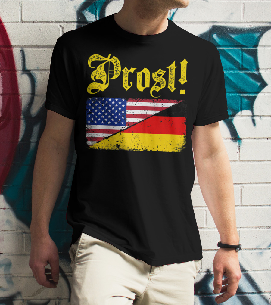 Prost German American Flag Oktoberfest T-Shirt