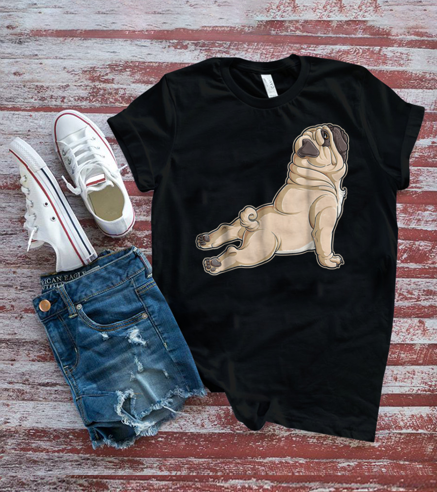 Pug Yoga Pose For Dog Lovers Puppy Funny T-Shirt