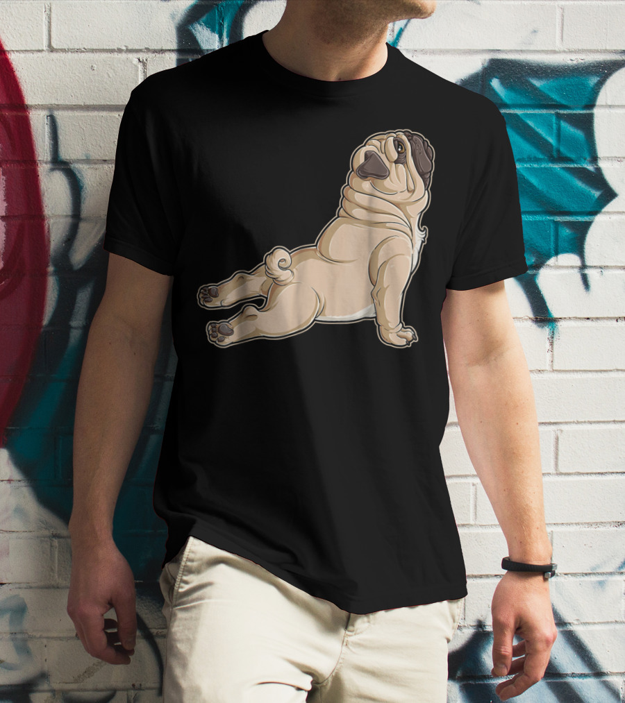 Pug Yoga Pose For Dog Lovers Puppy Funny T-Shirt