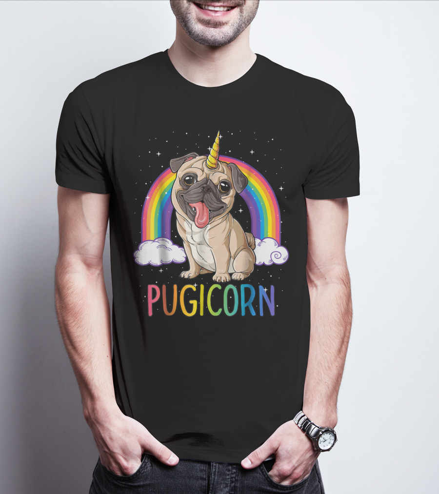Pugicorn Pug Unicorn Kids Women Rainbow Galaxy T-Shirt