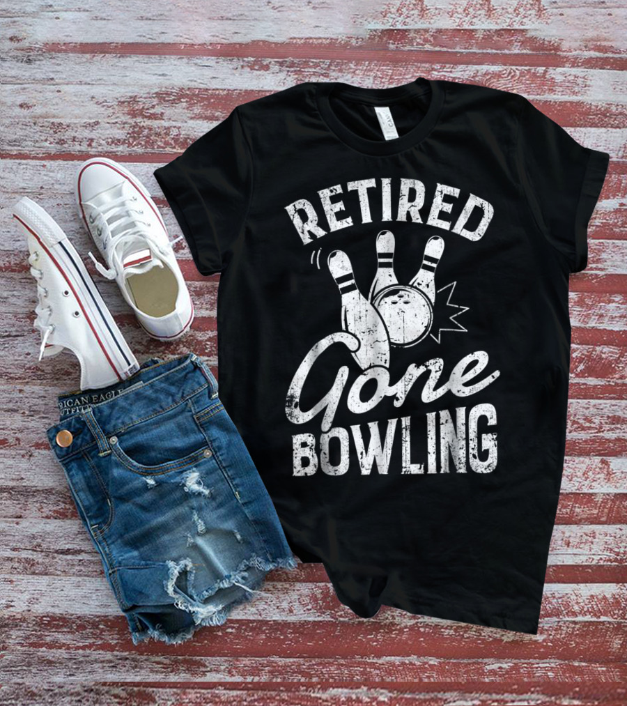 Retired Gone Bowling Bowler Pin Trio T-Shirt
