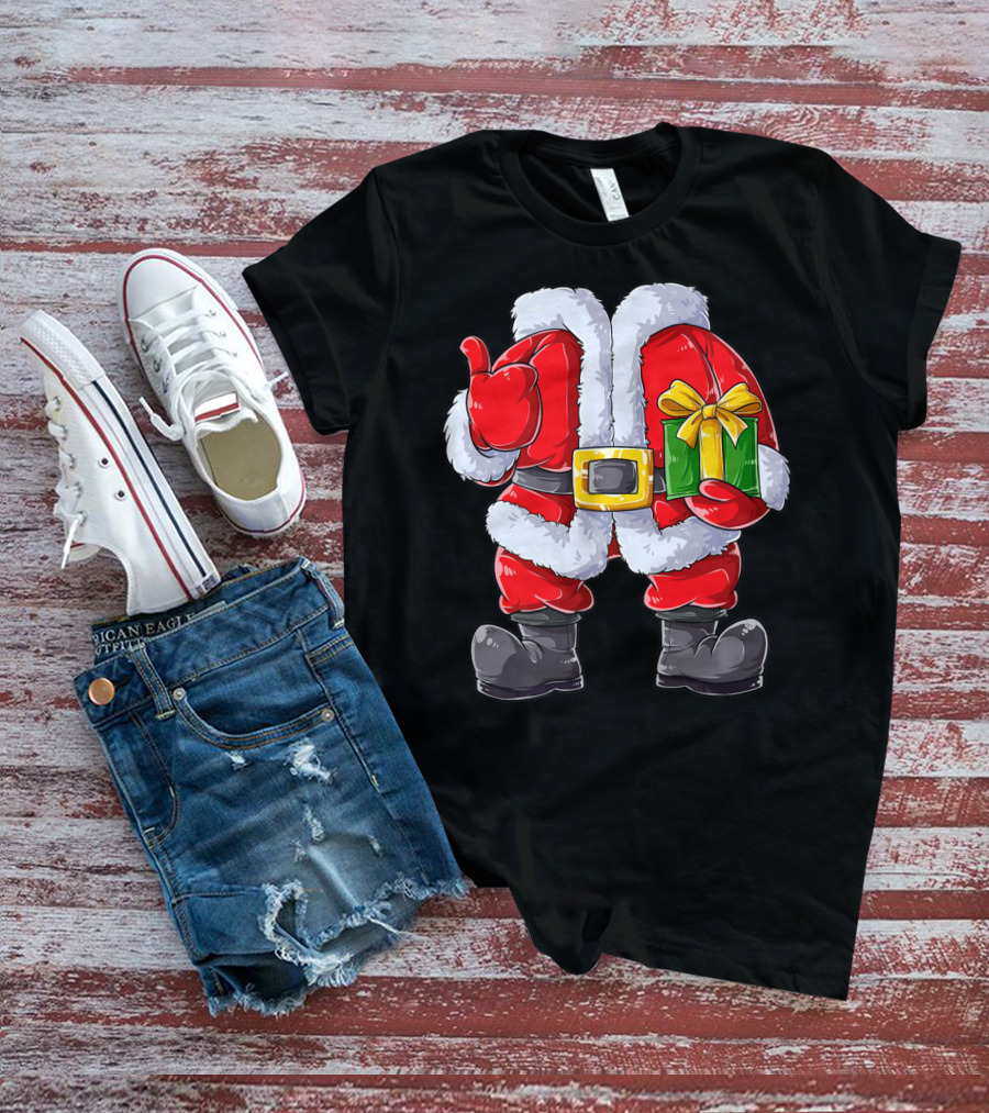 Santa Claus Costume With Gift Holiday Boys Christmas T-Shirt