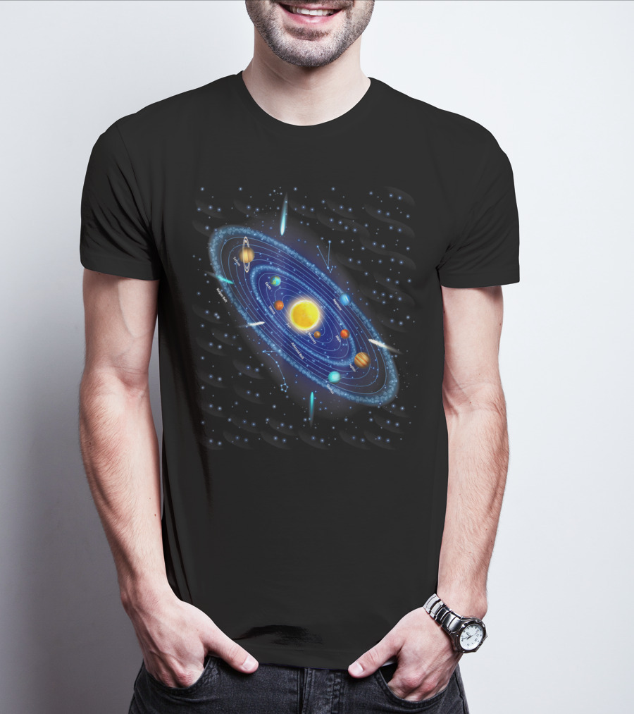 Solar System Awesome For Space Geeks Astronomy Planets Stars Orbits T-Shirt