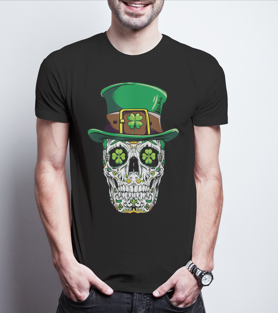 Sugar Skull Clover Top Hat T-Shirt