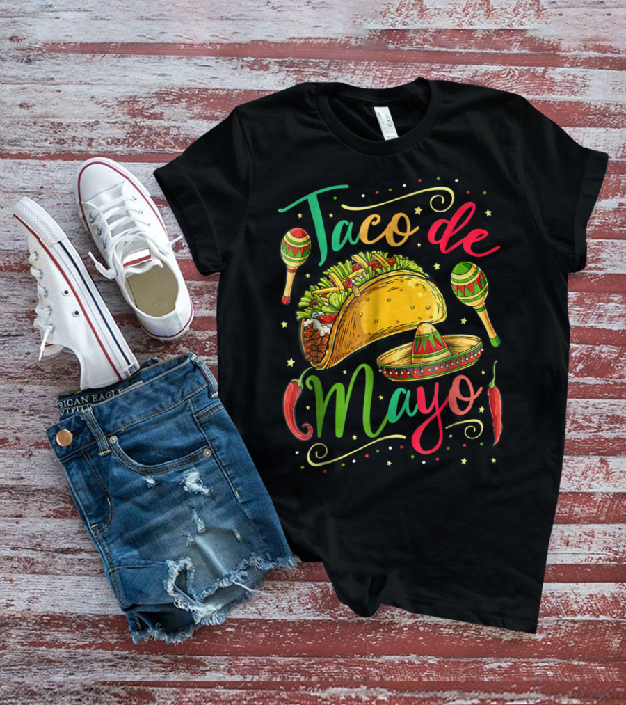 Taco De Mayo Cinco De Mayo Festive Maracas Sombrero Peppers T-Shirt