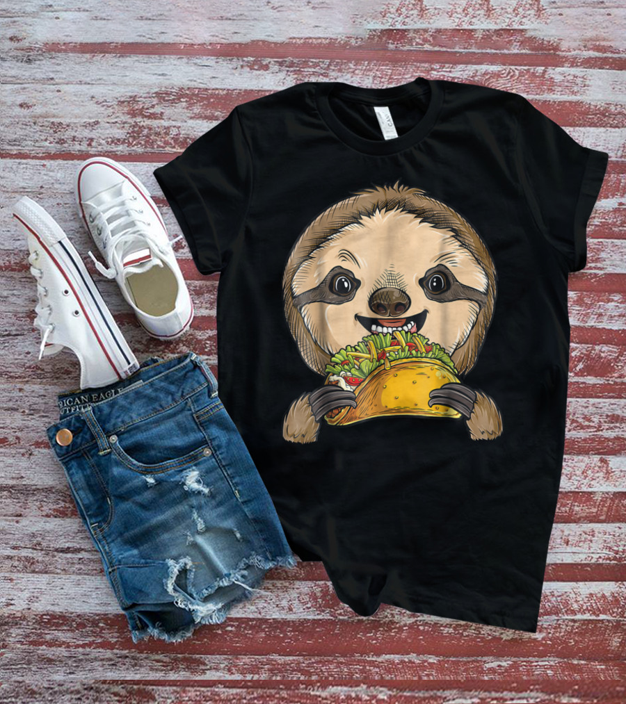 Sloth Enjoying A Taco Animal Tacos Lover T-Shirt