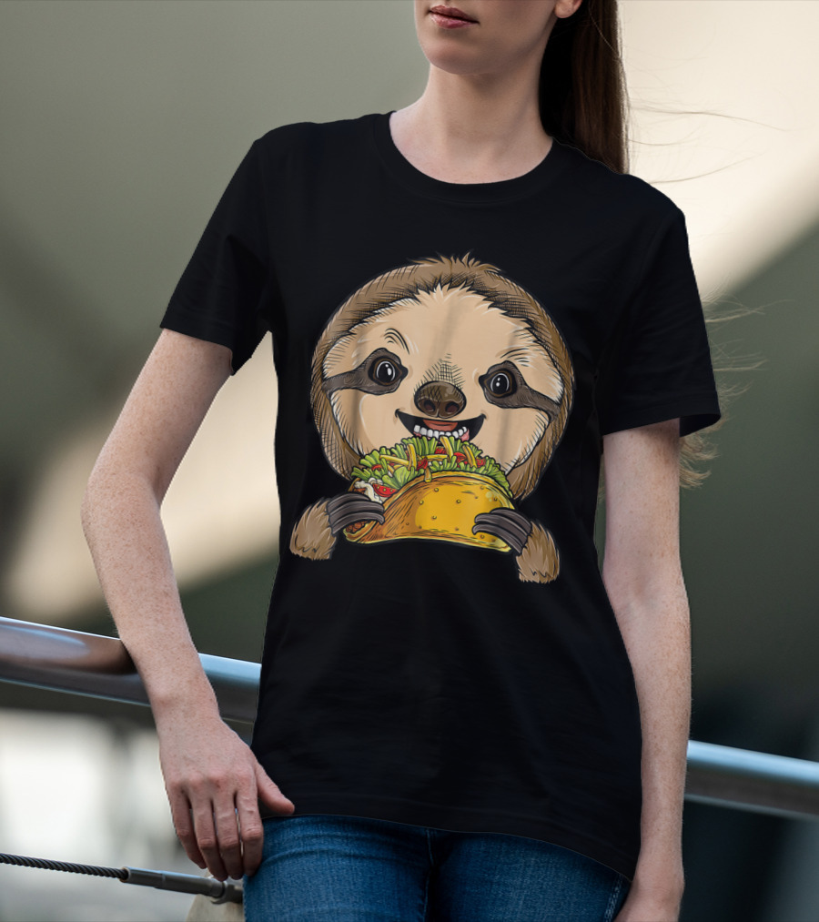 Sloth Enjoying A Taco Animal Tacos Lover T-Shirt