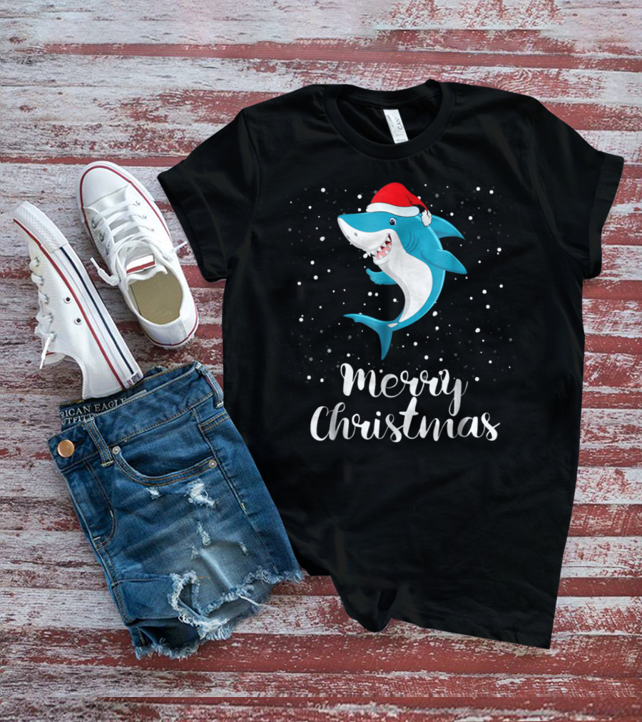 Merry Christmas Shark Funny Christmas Matching Family Group T-Shirt