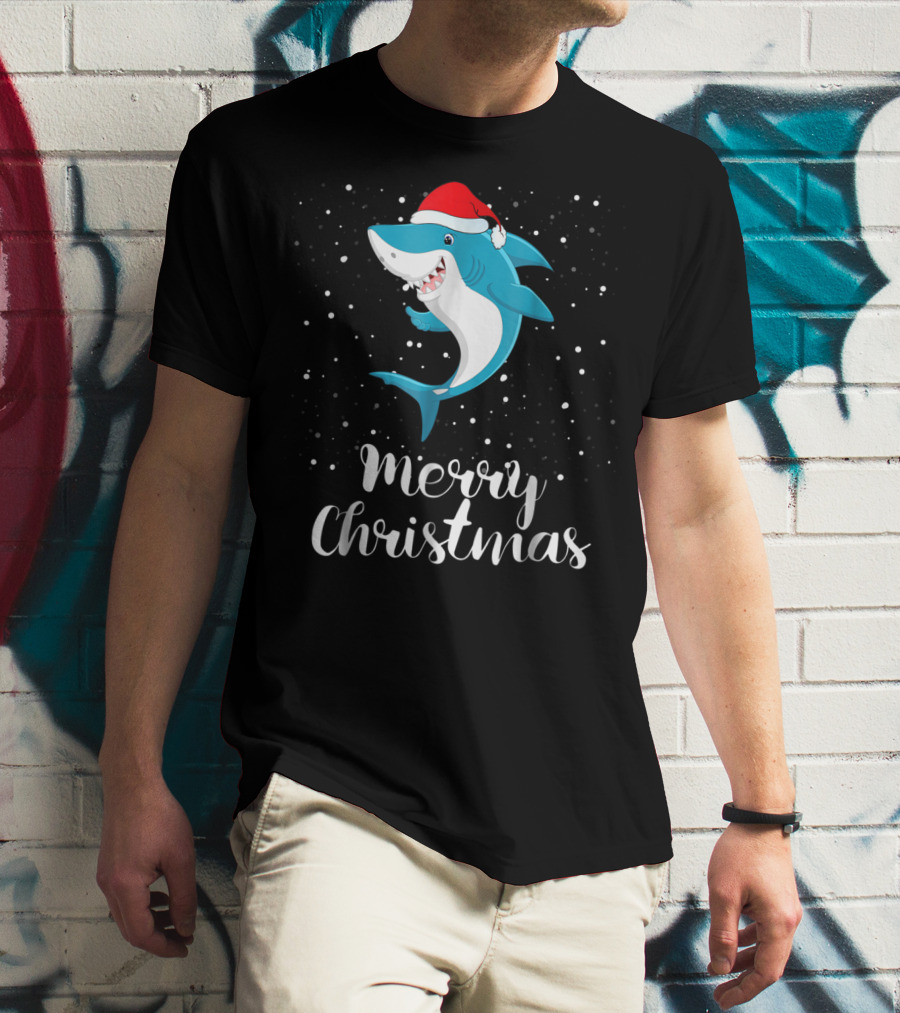 Merry Christmas Shark Funny Christmas Matching Family Group T-Shirt