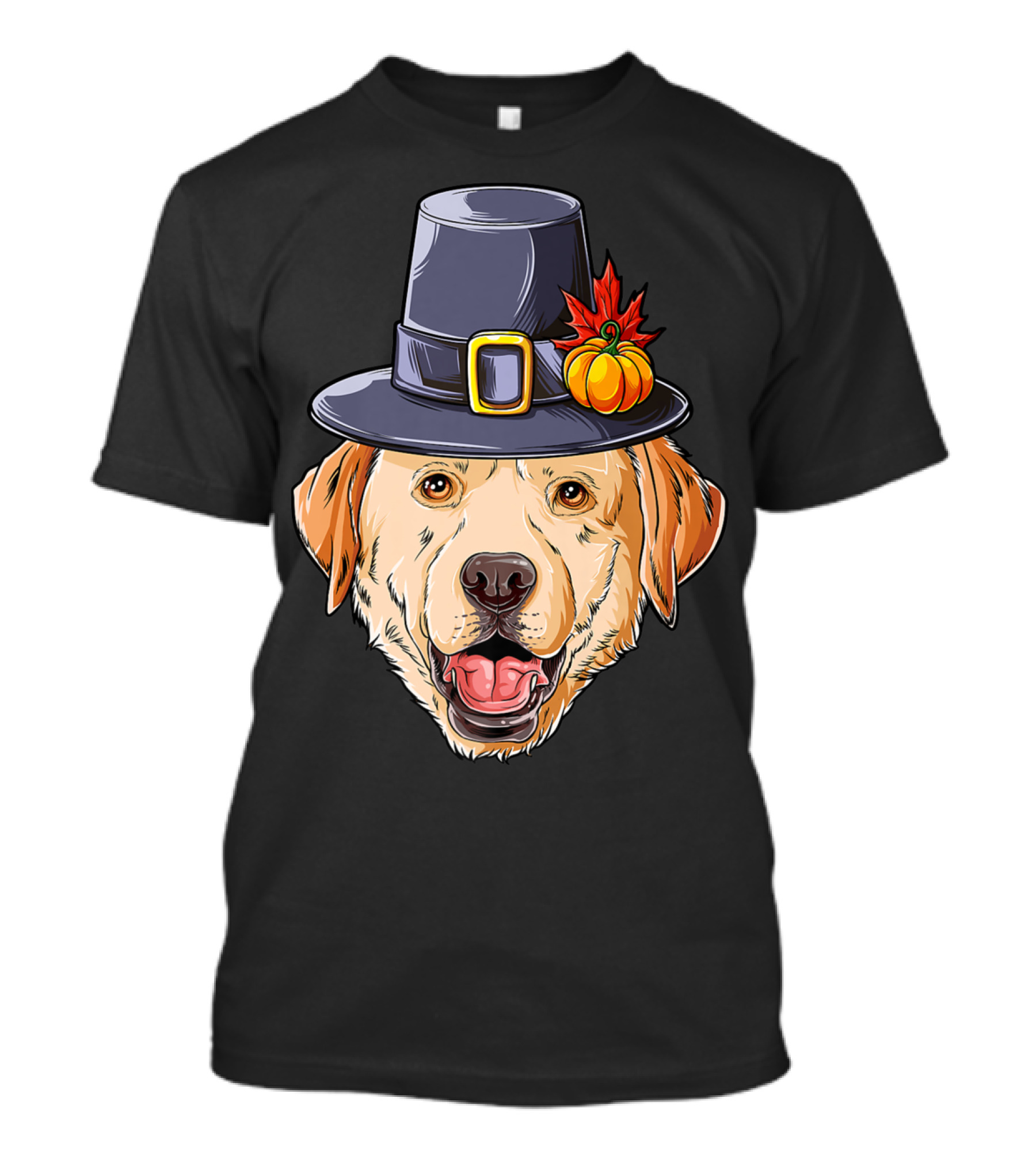 Thanksgiving Dog In Pilgrim Hat With Pumpkin And Leaf T-Shirt