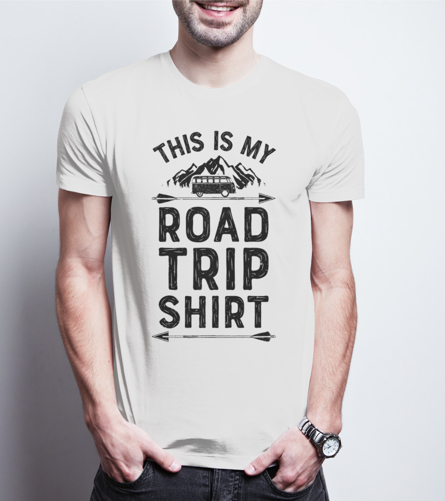 This Is My Road Trip Shirt Bus Adventure With Mountain Background T-Shirt