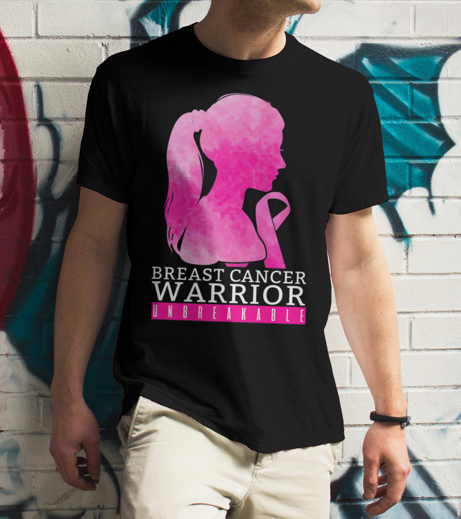 Breast Cancer Warrior Unbreakable Pink Ribbon T-Shirt