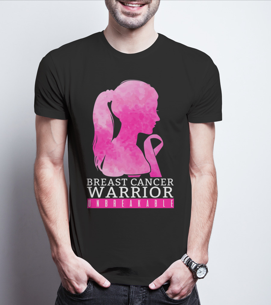 Breast Cancer Warrior Unbreakable Pink Ribbon T-Shirt